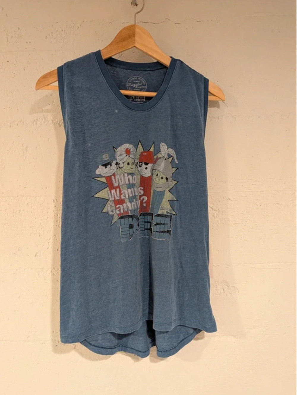Recycled Karma Pez Racerback Tank Top S Chambray Graphic Retro Streetwear NWT